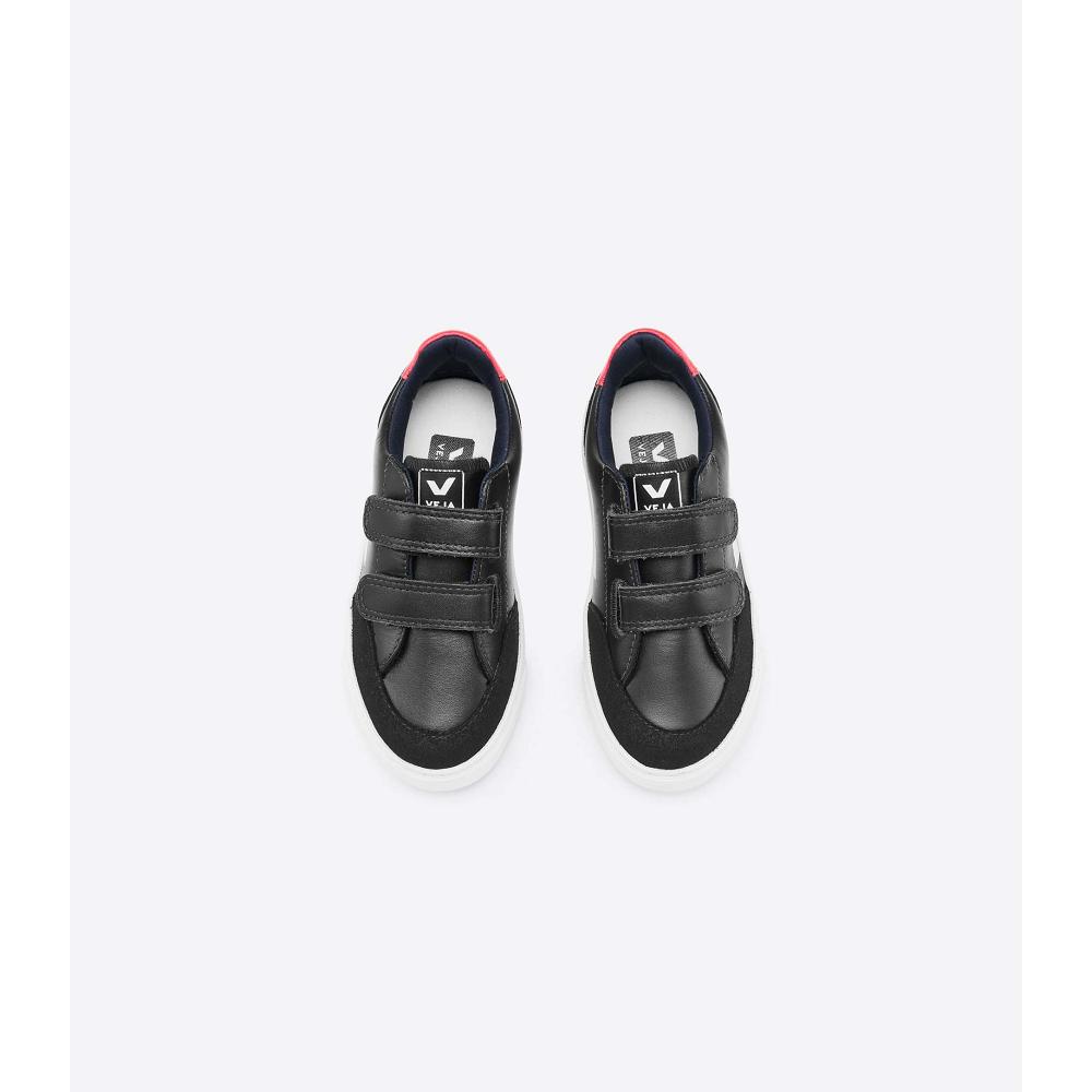 Black/White Kids' Veja V-12 LEATHER Sneakers | AU 870QMA